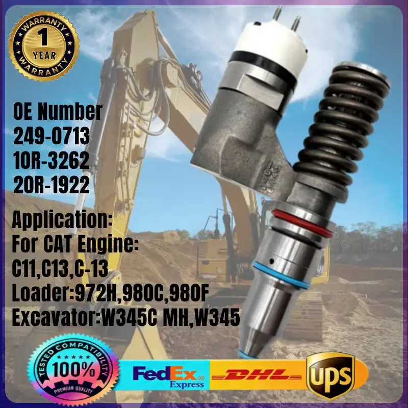 249-0713 10R-3262 20R-1922 Common Rail Fuel Injector 2490713 10R3262 20R1922 for CAT Engine C11 C13 C-13 Excavator 345 349D W345