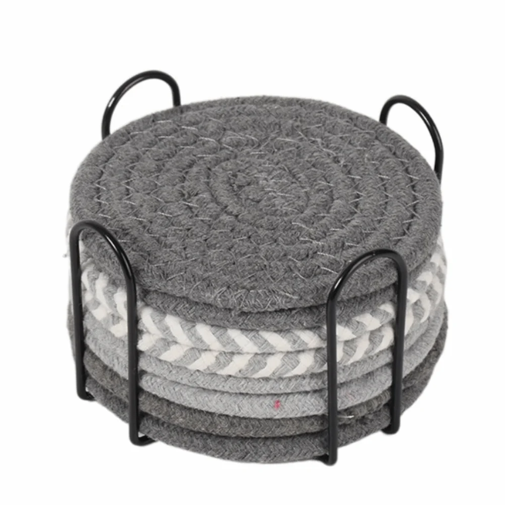 

8Pcs Boho Style Cotton Woven Coasters Set Absorbent Thickened Trivets Set Eco-Friendly Hot Pot Holders Home Decor