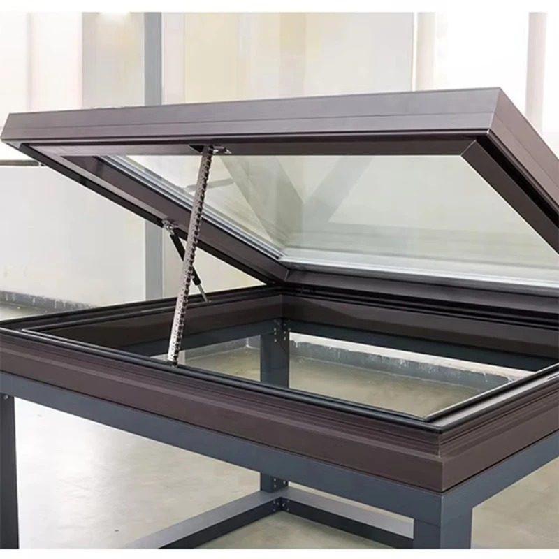Custom Aluminum Skylight Window with Tempered Glass, Swing Open Modern Soundproof Waterproof Awning for Bedrooms