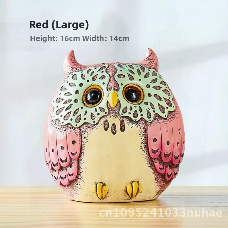 

Cute Owl Resin Piggy Bank Cartoon Animal Coin Storage Tank Hand-Painted Foreign Trade Home Decor & Savings