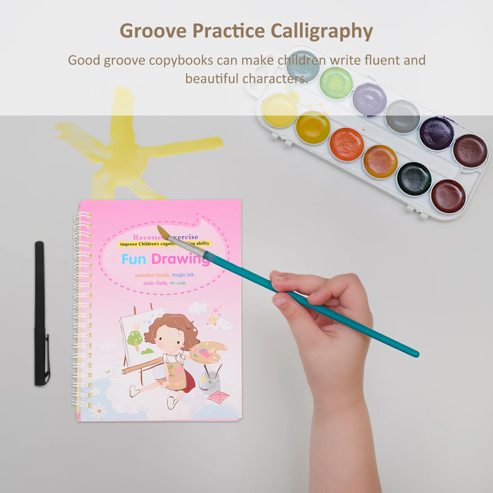 

1 Set Grooved Practice Copybook For Calligraphy Training Set Pen Refill Book Handwriting Board Preschool Writing Learning