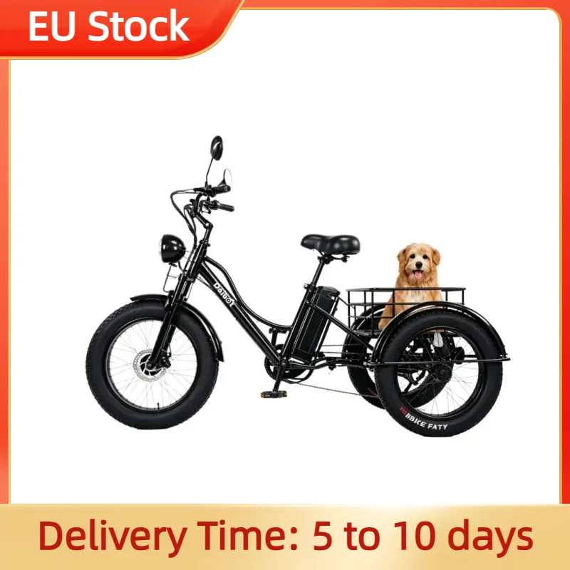 Fat-Tire-Elektro-Dreirad für Erwachsene, 750W 48V 18Ah, 3-Rad-Elektrofahrrad, Mountainbike für Senioren, Offroad-E-Bike