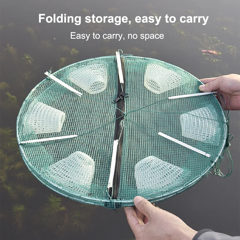 3/4 ثقوب الأسماك الروبيان التلقائي فخ جراد البحر الماسك شبكة الأسماك الطعوم يلقي شبكة فخ 30/35 سنتيمتر الصيد صافي شبكة مطوية الجولة