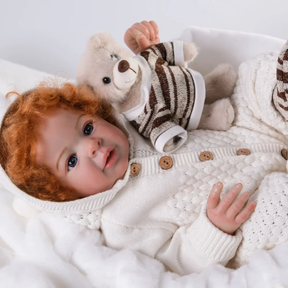 Cloveray 24 inch realistische herboren babypop kalmeren hoogwaardige vinylpop met beerpop originele baby metgezel speelgoed kindgeschenken