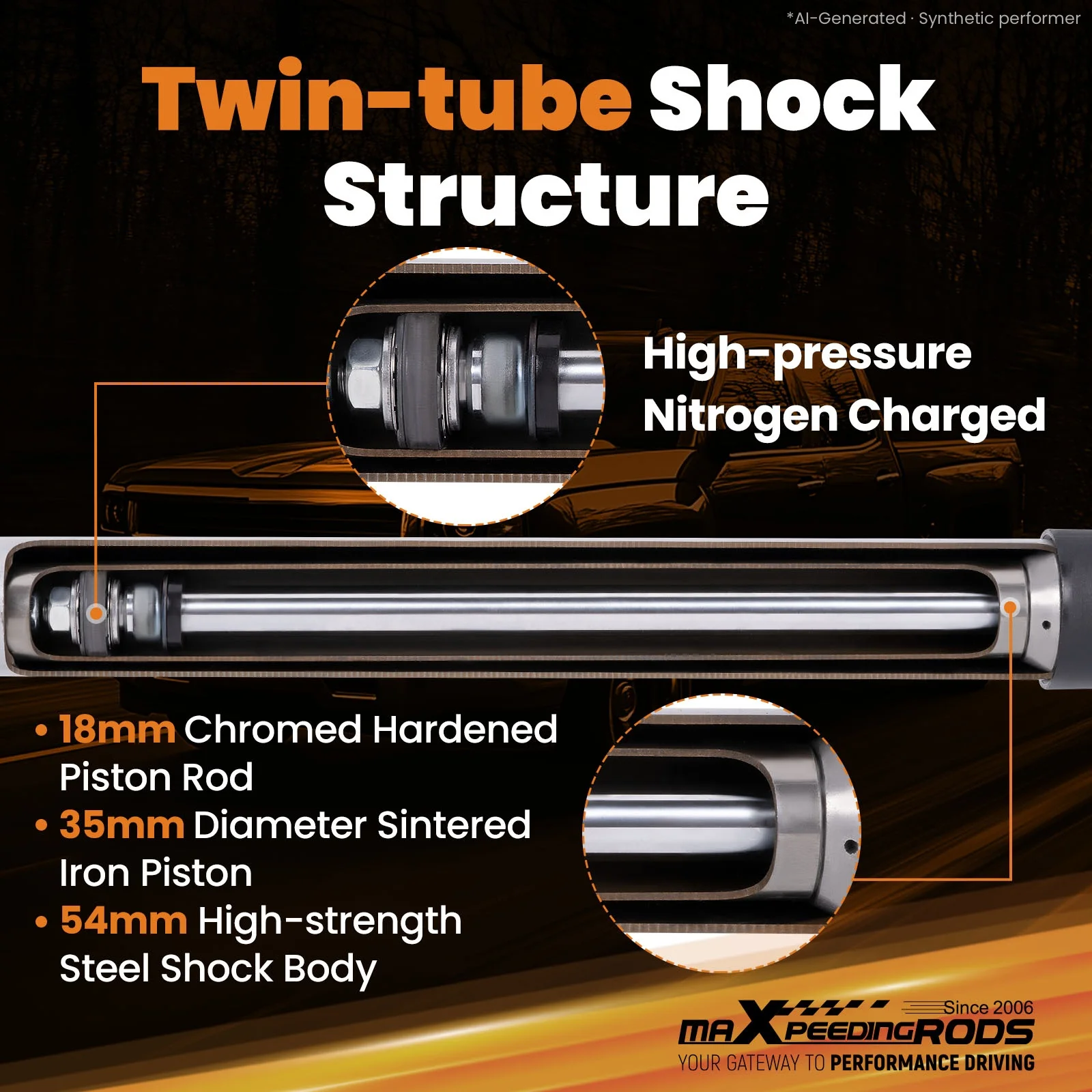 Maxpeedingrods Front Loaded Struts for Ram 1500 2012-2022 4WD with 3