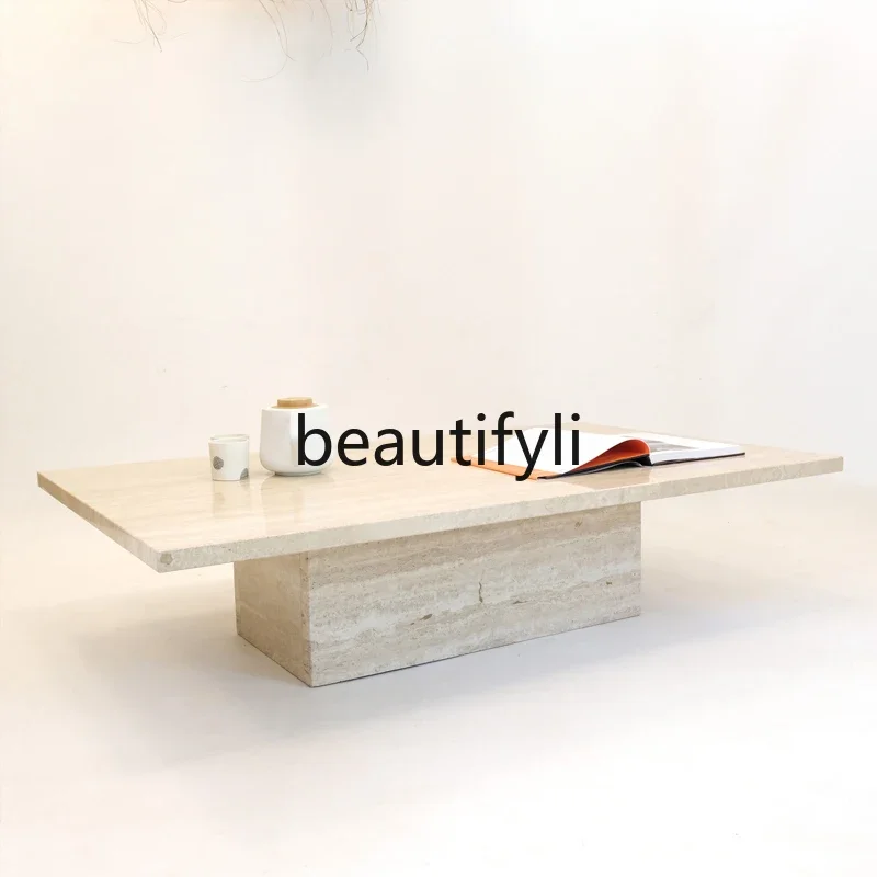 

X188 Minimalist designer high-end custom Huangdong stone coffee table rectangular hotel sales department model room coffee table