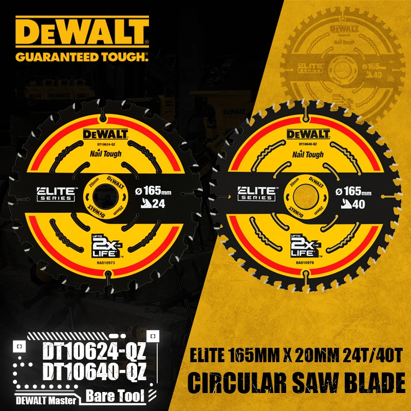 DEWALT DT10624-QZ DT10640-QZ PIŁA OKRĄGŁA SERIA ELITE ELITE Brzeszczot do piły tarczowej 165MM 20MM 24T/40T