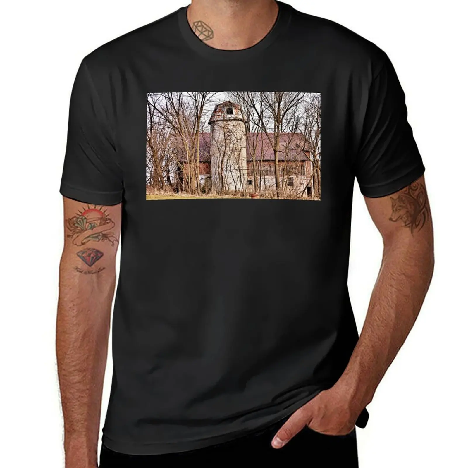 Deteriorating Barn and Silo T-Shirt Blouse for a boy hippie clothes slim fit t shirts for men