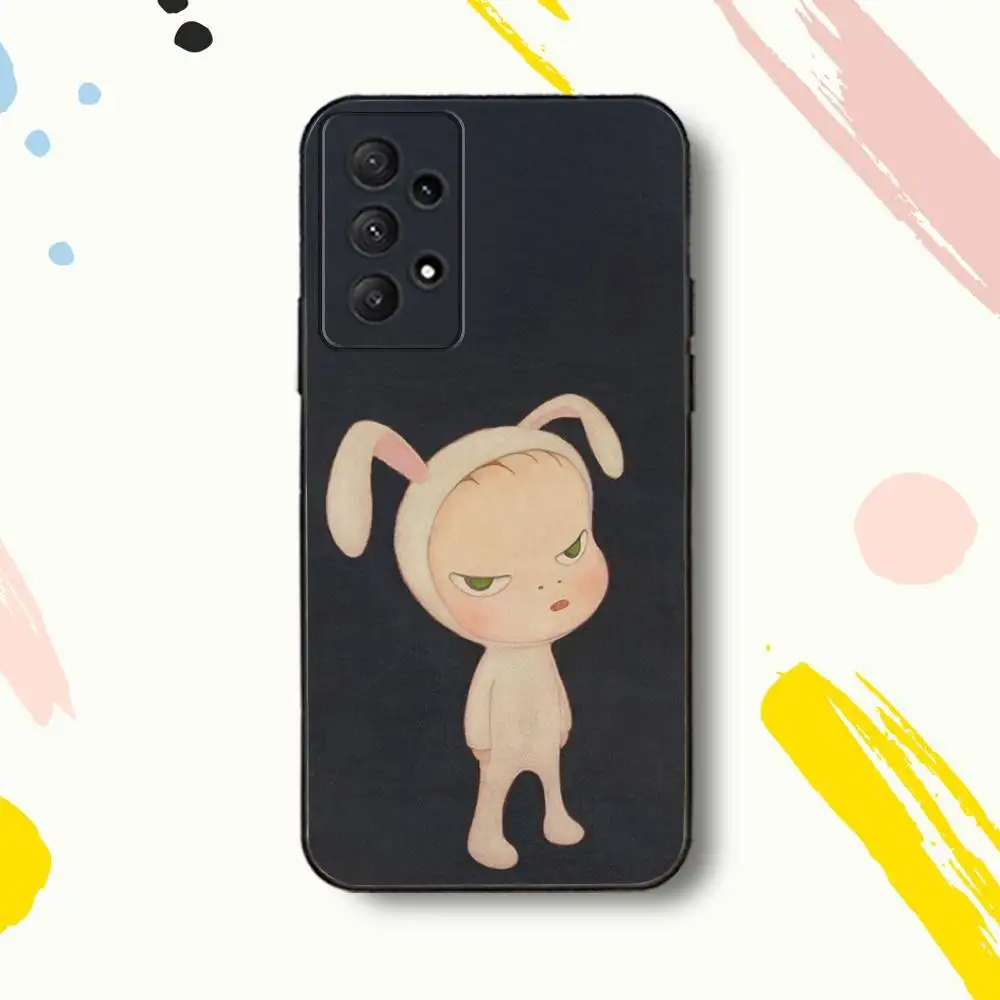 クラシック YoshitomoS N-Nara 電話ケース Samsung Galaxy A 80、72、73、91、53、22、51、52、5G、Plus、J、Note ソフトブラックカバー用