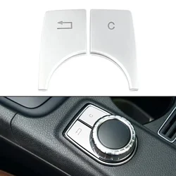 2PCS Car Multimedia Button Trim Silver Decals For Mercedes GLA X156 15-19 For CLA C117/A Class W176 13-18 For B Class W246 12-19