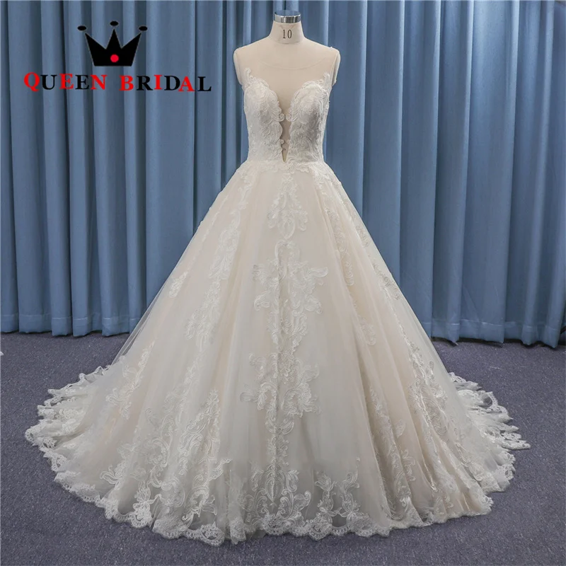 Vestido De Novia De encaje sin mangas, prenda elegante con cuello redondo, longitud hasta el suelo, personalizado, Y09W, 2023