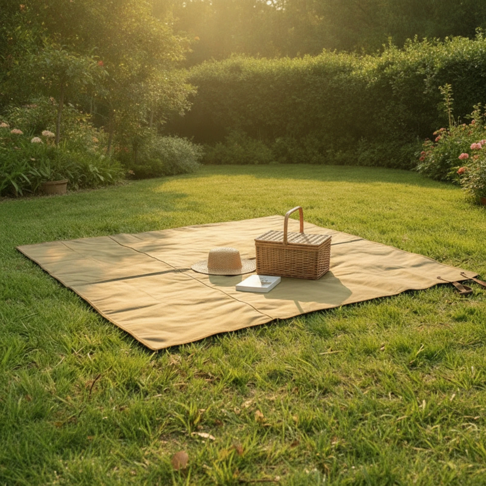 Picnic Blanket with Handle Multi-Purpose Water-Resistant Tent Mat Foldable Ground Mat Sturdy Heavy-Duty for Picnickers, Camping