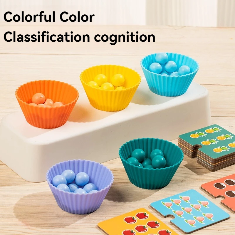 Montessori kleur- en fruitsorteerspeelgoed – nummerherkenning en kraalknijpspel voor de ontwikkeling van fijne motoriek