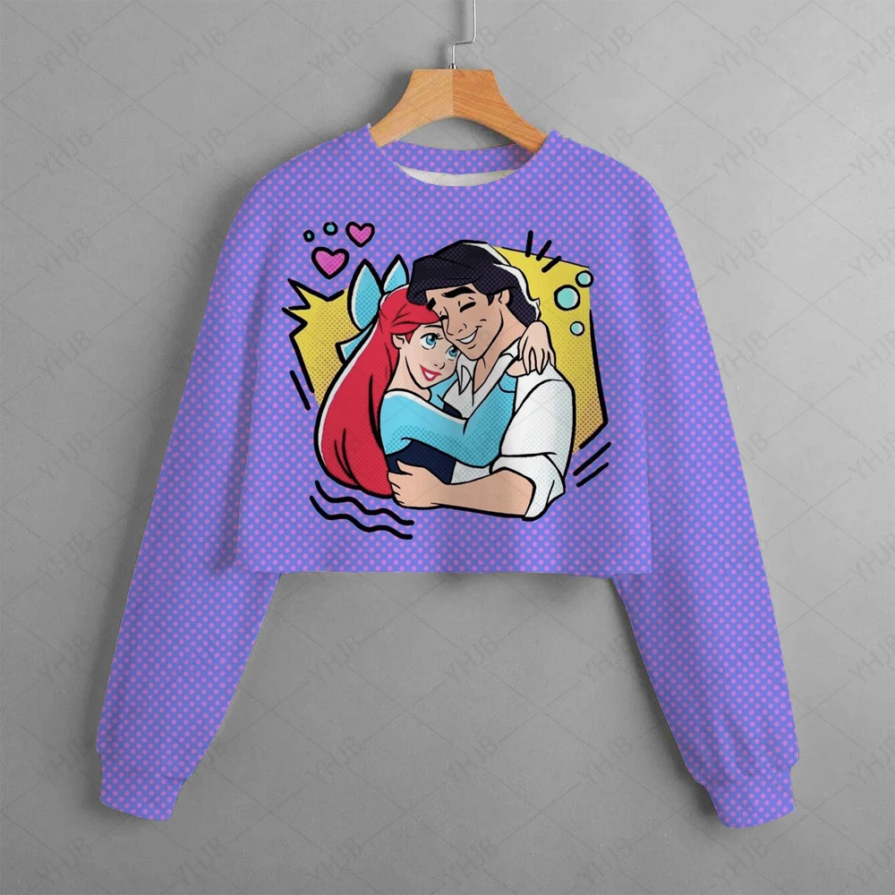 Spring And Autumn Disney Series Ariel Princess Hoodies Girls Long Sleeves Fashion Sweatshirts Mermaid Cartoon Casual Hooded Tops