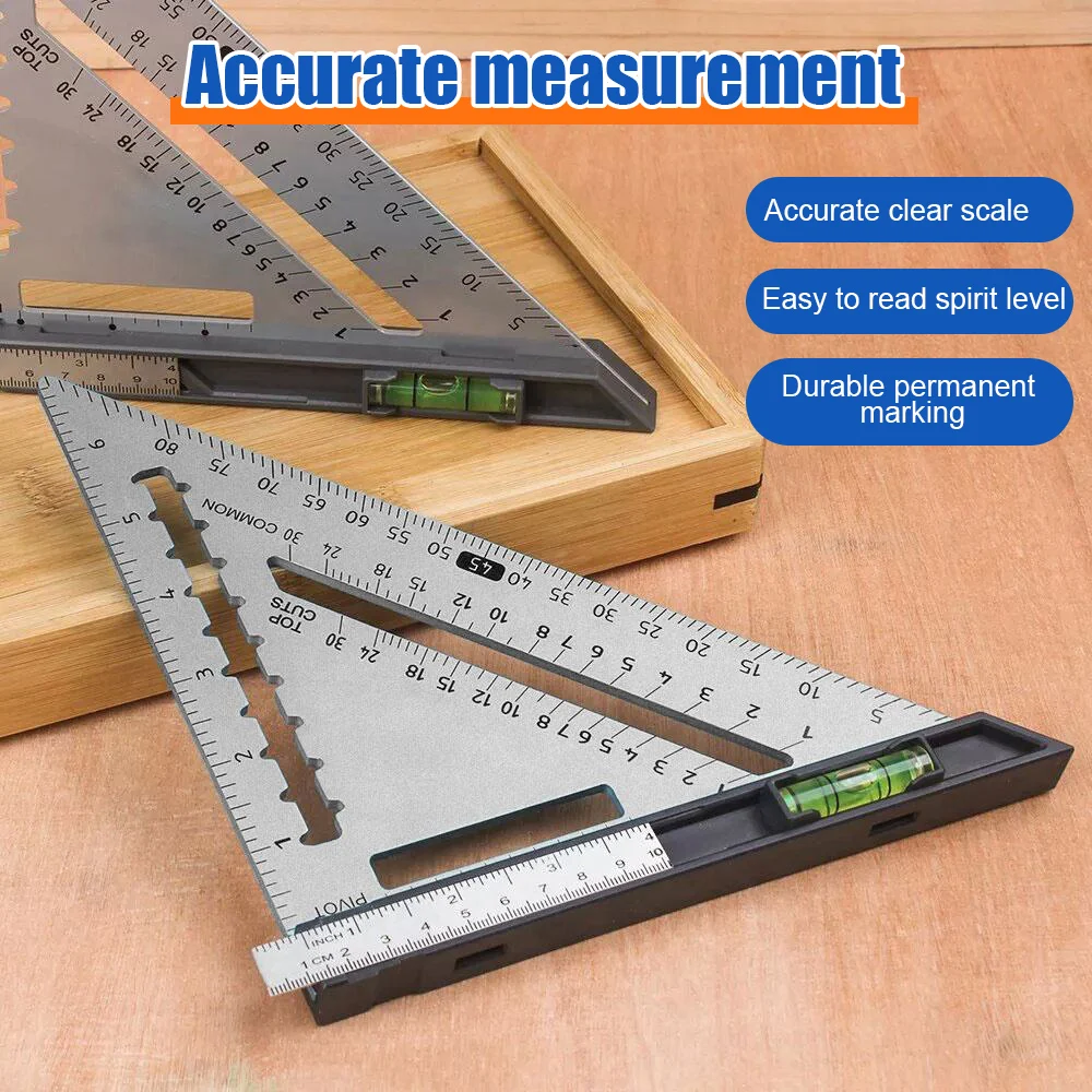 7 INCH Triangle Ruler  Aluminum Alloy Angle Protractor Speed Metric Square Measuring Tool Metric Angle Protractor Woodworking