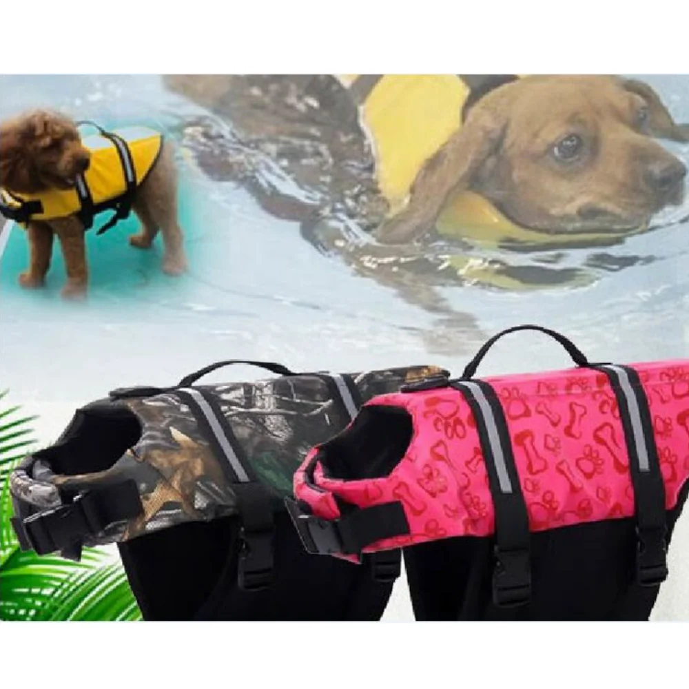 Dog Life Jacket, Dog Life Vest with Reflective Stripes, Adjustable Dog Lifesaver Pet Life Preserver with High Buoyancy Swimsui