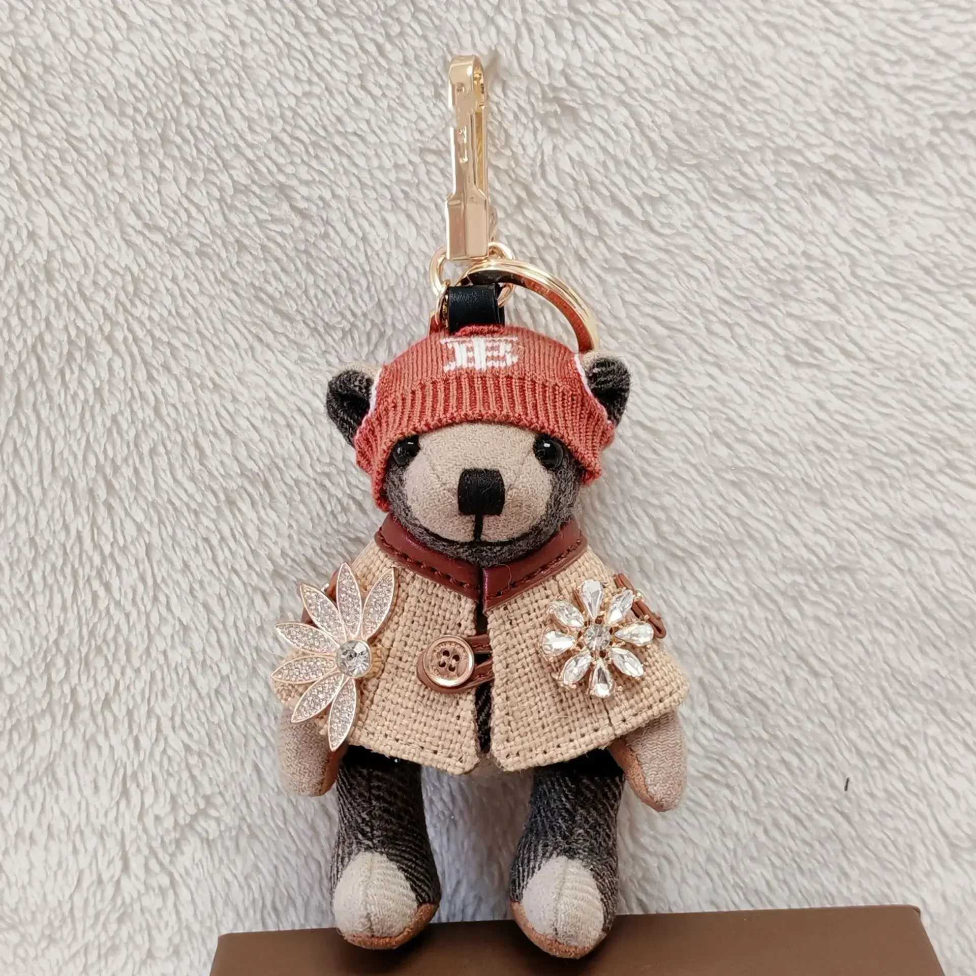 

Bear pendant cashmere plaid teddy bear gift creative doll car keychain car hanging couple bag pendant