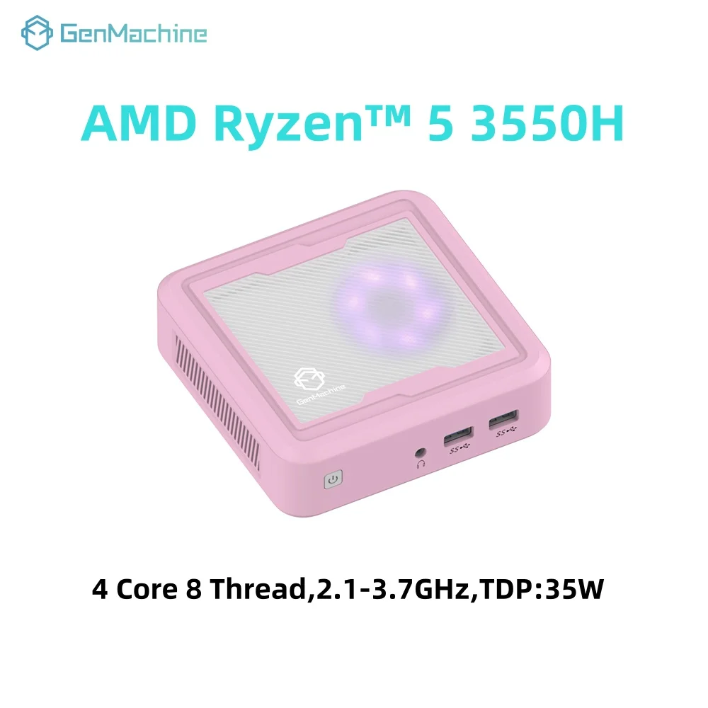 GenMachineミニPC AMD Ryzen 5 3550H 4コア 8スレッド 3.7GHz 35W CPU Windows 11 DDR4 WIFI5 AMD PC ゲーマー DIY ゲーミングコンピューター