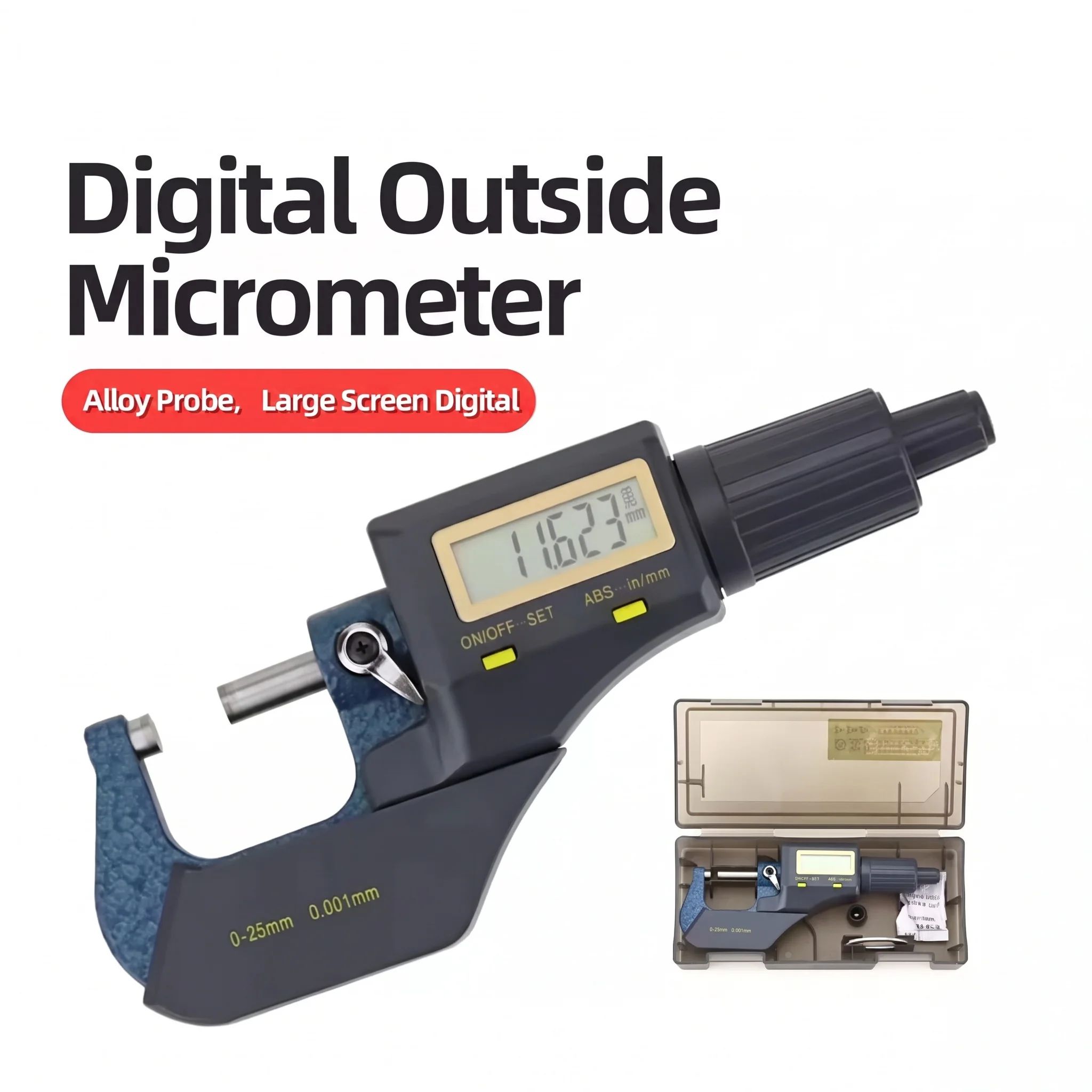 High Quality 0-25mm Micron Digital Outside Micrometer Electronic Micrometer Gauge 0.001 mm Digital Tools Caliper