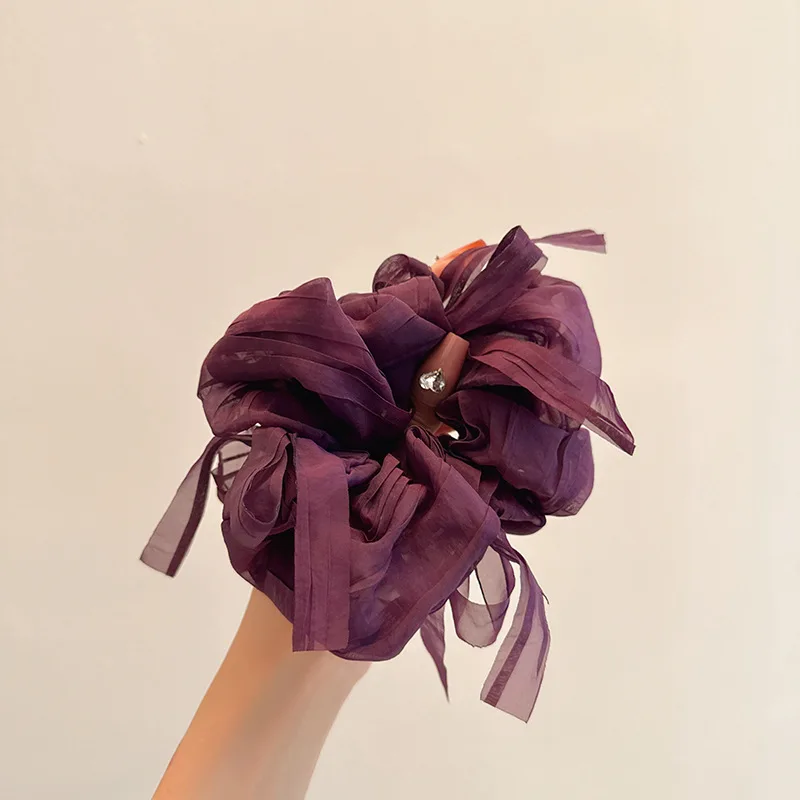 قطعة واحدة من حلقة الشعر الساتان النسائية ذات اللون النقي وربطة شعر راقية لربيع وصيف إكسسوارات تصفيف حلوة