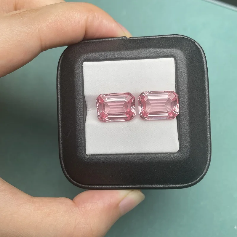 

Ruihe Emerald Cut 10x14mm Lab Grown Sapphire Romantic Morgan Pink Gemstones Stone for Ring Earrings Jewelry Making