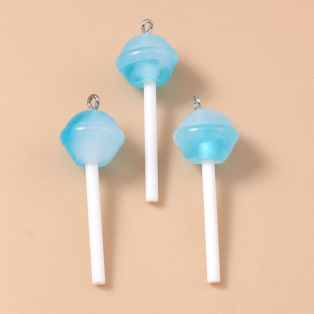 Leslie 10 Stück Harz Zucker Süßigkeiten Lutscher Charms Diy Kawaii 3D Schlüsselanhänger Ohrring Anhänger Charms für Schmuckherstellung Zubehör – Detail 3