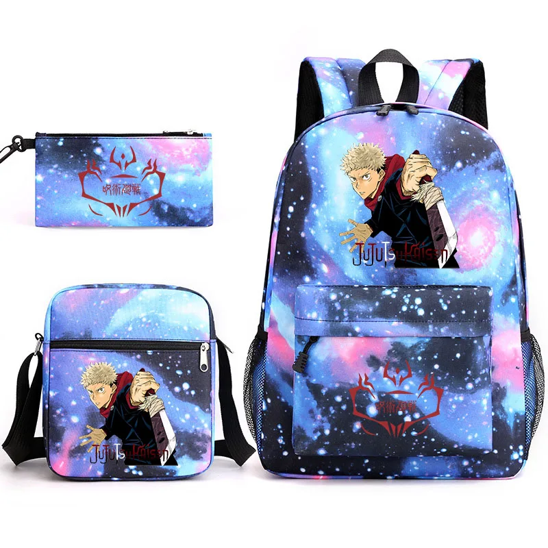 Jujutsu Kaisen kinderen Rugzak 3 stks/set Itadori Yuji Gedrukt Student Schooltas Schoudertas Potlood Tas Set