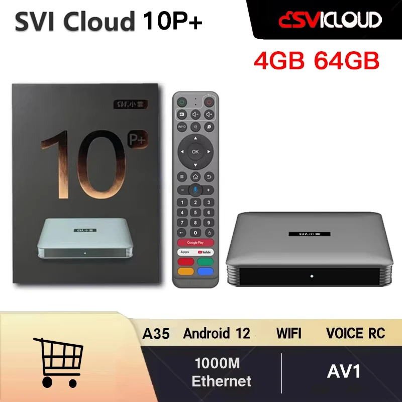 Svi Cloud 10P+ Smart TV BOX Cortex-A35 Android12 TV Box 4GB 64GB AI Voice Remote Ultra HD WiFi BT5.0 Set Top Box 4K Media Player