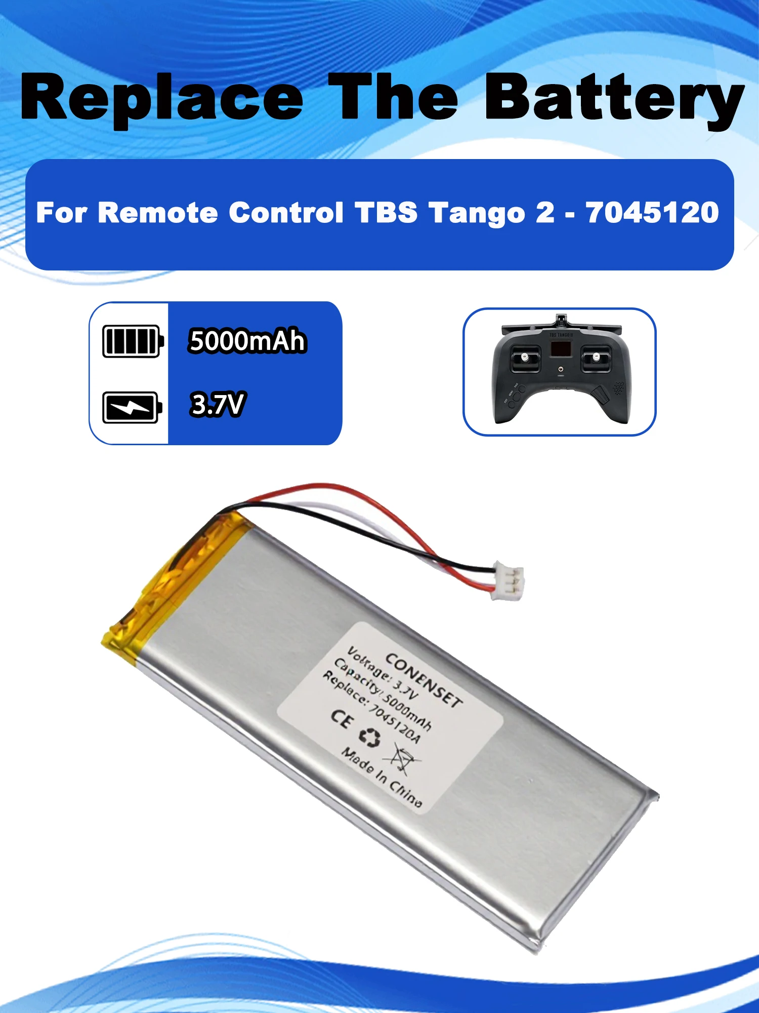 3.7V PH 7045120 Replacement Battery For Medical & Communication Equipment Drone Remote Control TBS Tango 2 5000mAh Li-Polymer