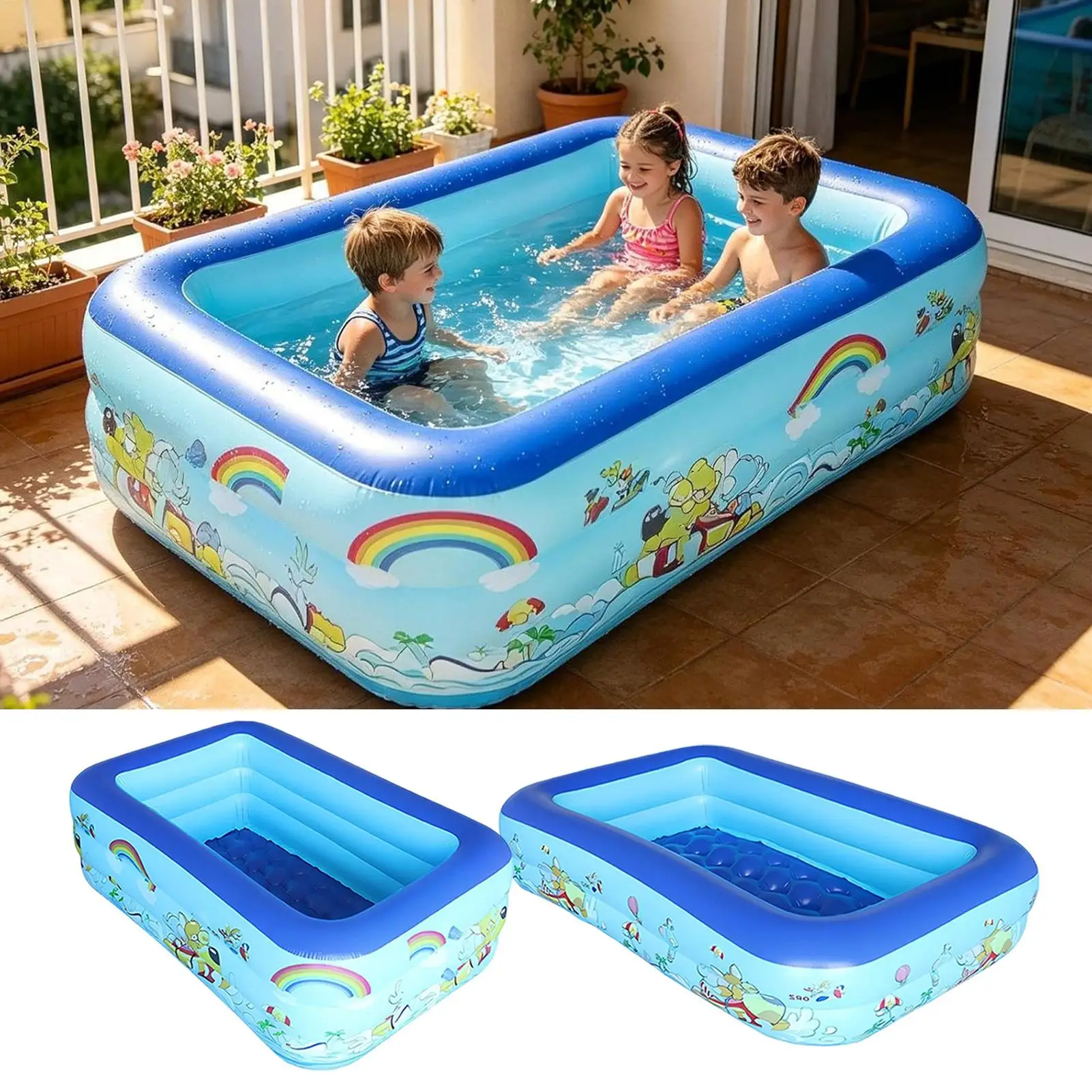 Inflatable Pool Kids Large Portable Outdoor Games Kids Summer Blow Up Swimming Pool for Boys Girls Family Indoor Outdoor Garden