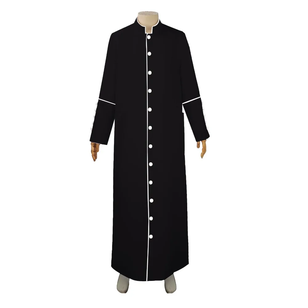 Victorian Clergy Robe - Elegant Full-Length Worship Gown with Stand Collar,Sacred Service Attire - Classic Ministerial Gown