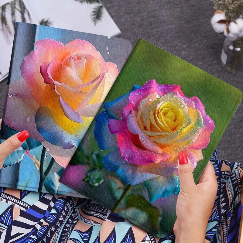 

Rainbow Rose with Dew Tablet Case For Lenovo Xiaoxin Legion Pad Tab Pro GT Y700 Gen4 2 11 P11 M10 K10 3rd Plus Gen Gift