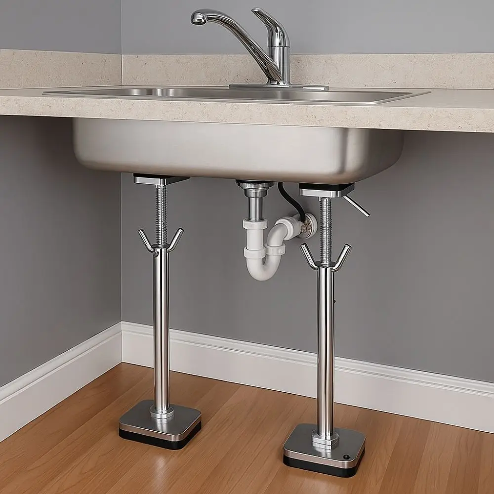 

Stainless Steel Undermount Sink Brackets Adjustable Telescopic Adjustable Sink Legs Kitchen Sink Bracket Under Counter