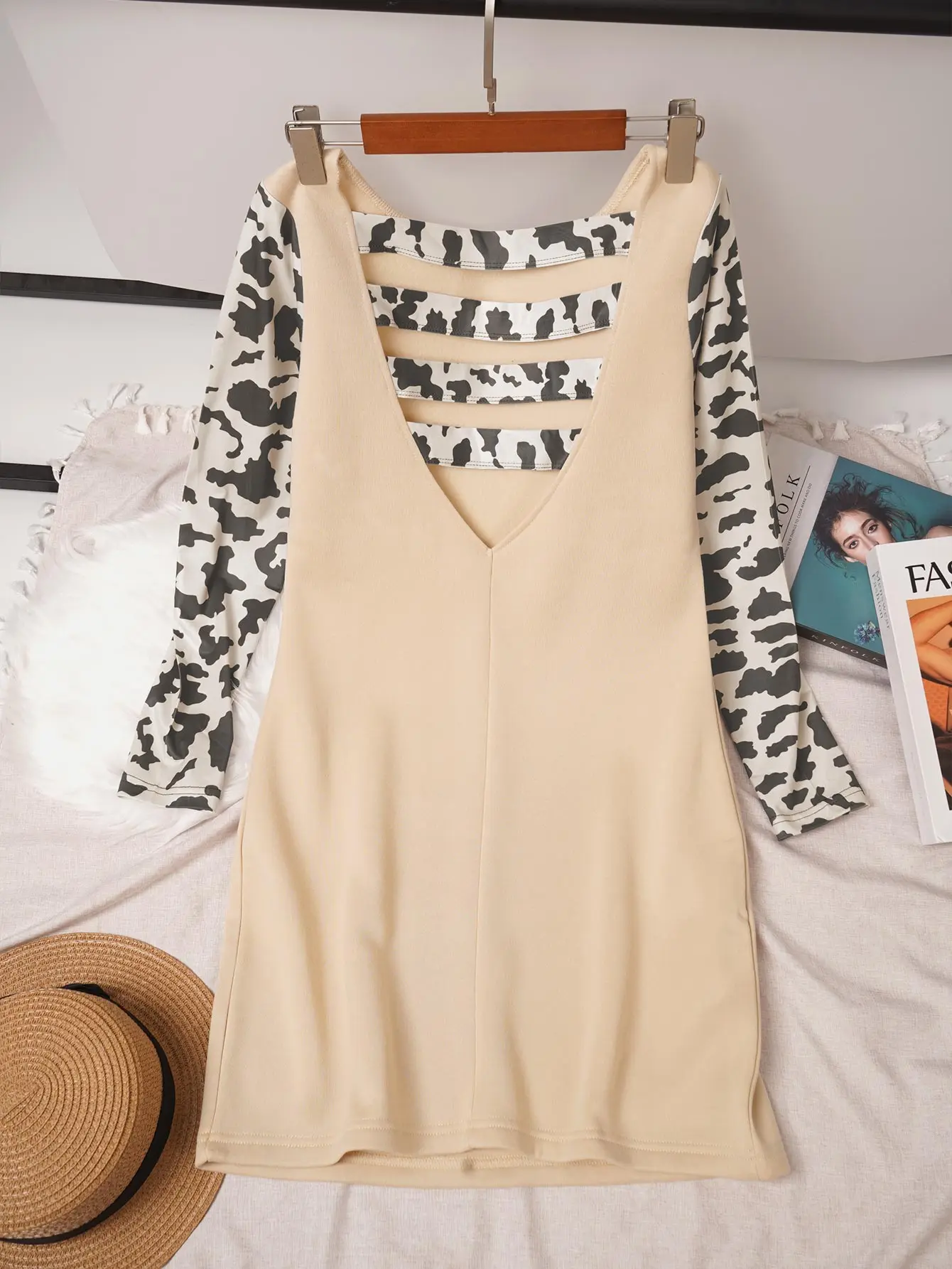 Women's Sexy Leopard Print Dress Backless Cutout Fashion Splice Skirt Elegant Gown for Special Occasions