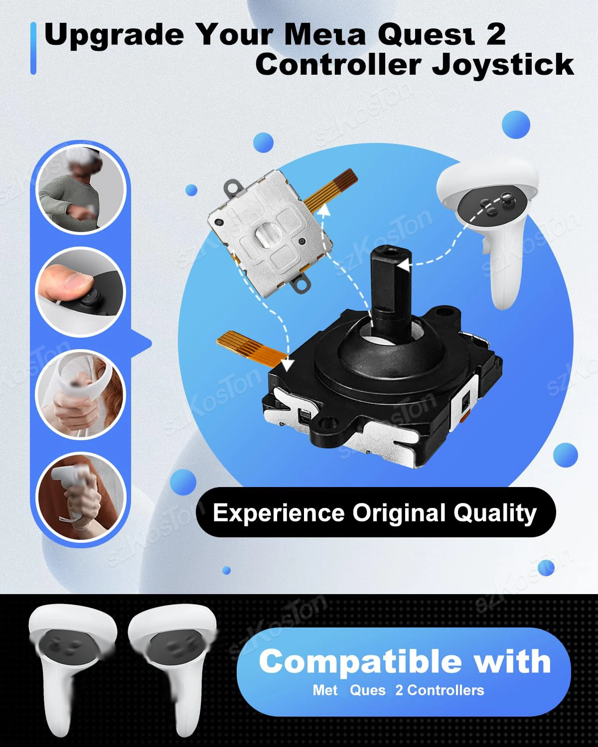 Kit de substituição de joystick vr para oculus quest 2, controlador, ferramenta de alavanca para meta quest 2, acessórios de alça