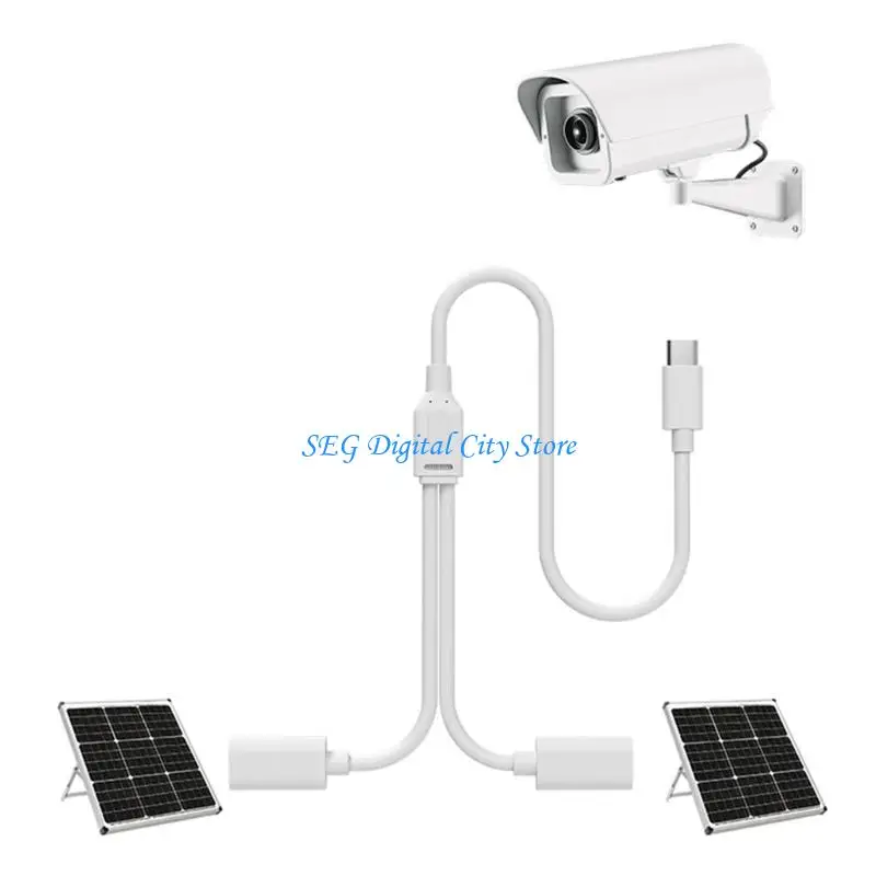 

U75B наружная камера с солнечной панелью, USB C, разветвитель, зарядный кабель для систем безопасности, устойчивая к атмосферным