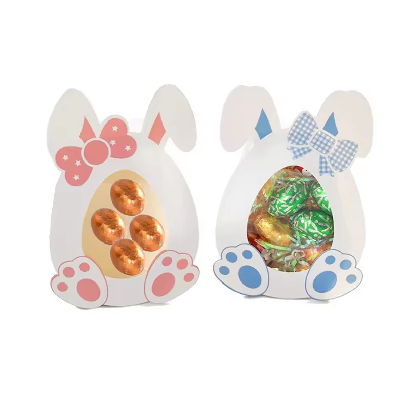 10pcs Easter Bunny Candy Box Cute Rabbit Eggs Cookies Snack Gifts Packaging Boxes Easter Decoration For Home Kids Birthday Party