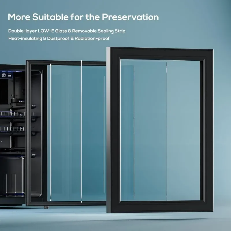 Beverage Refrigerator Cooler Freestanding Mini Fridge Cooler with Glass Door, Adjustable Shelves & Digital Temperature Display