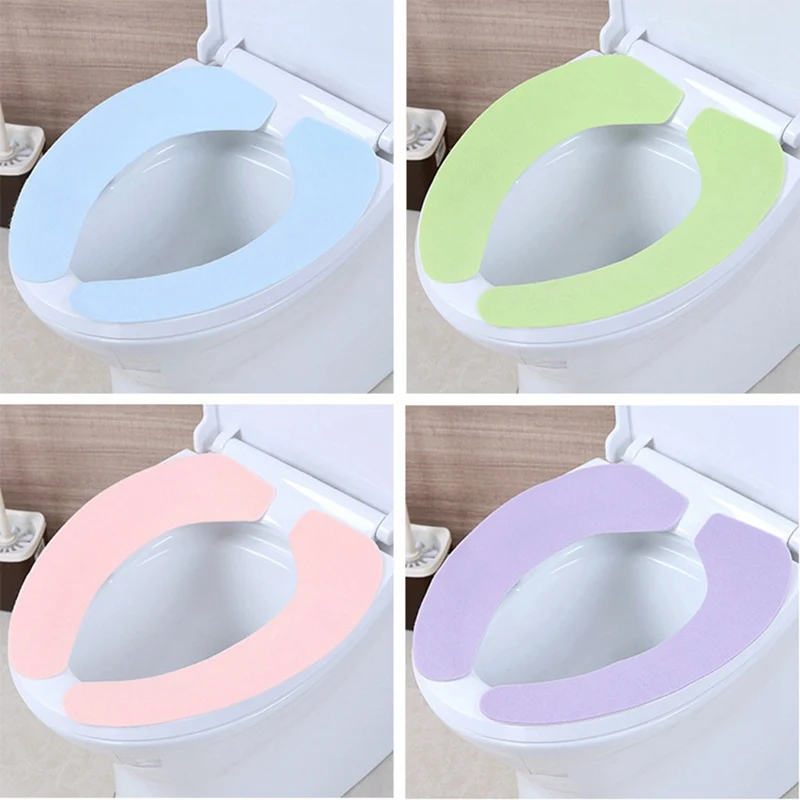 New Washroom Warm Washable Health Sticky Toilet Mat Seat Cover Pad Household Reuseable Soft Toilet Seat Cover 4 Colours