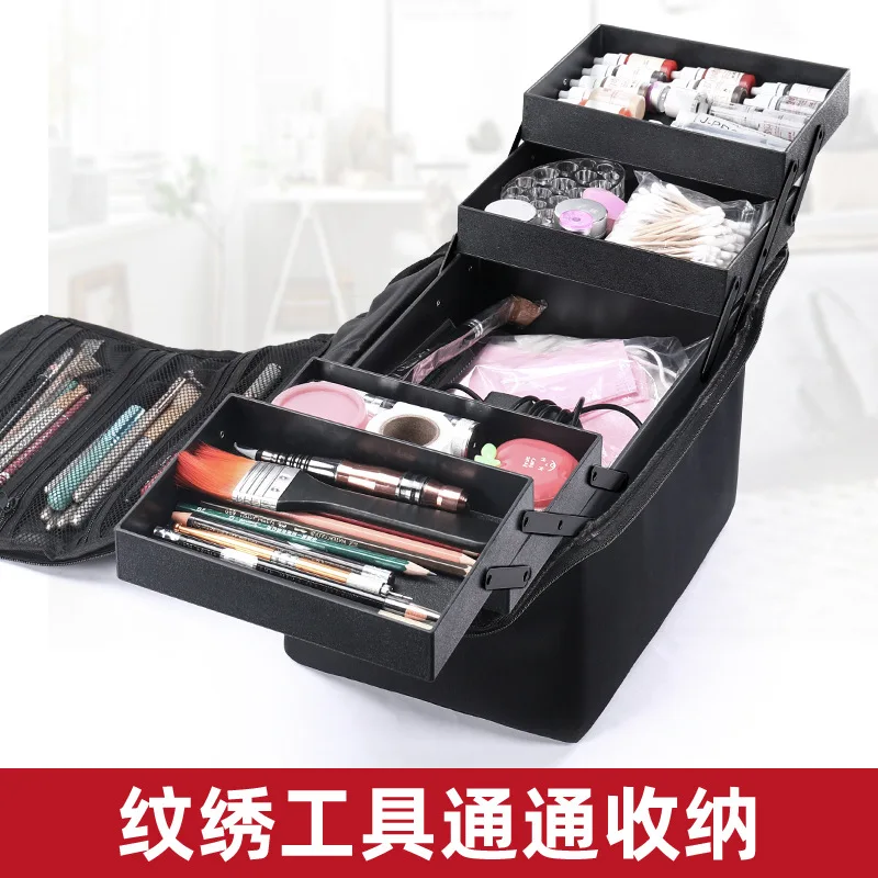 Large Large-capacity Multi-layer Professional Makeup Bag Handheld Nail Art Embroidery Makeup Tool Box