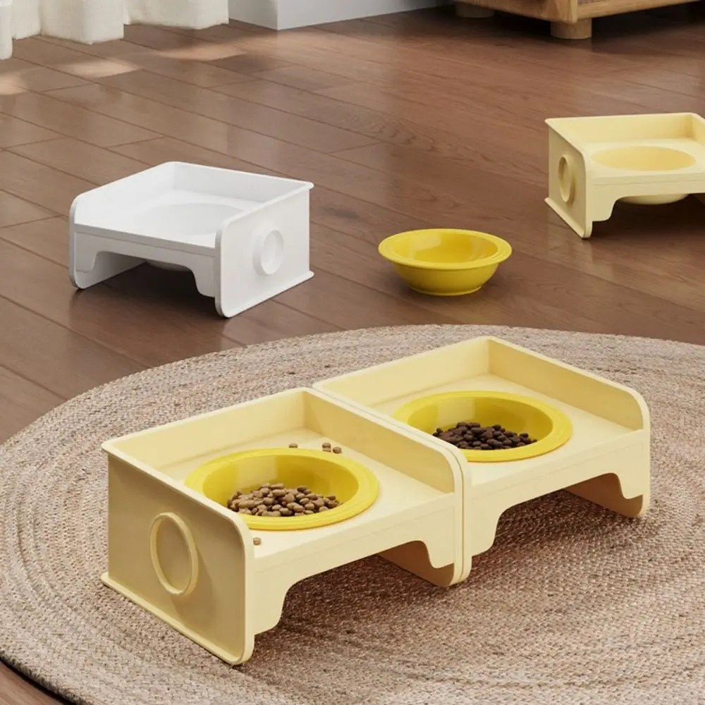 ABS Holder Spill-proof Pet Bowl Set Ceramic Basin Removable Pet Dog Bowl Holder Non-Skid Floor-standing Cat Bowl Stand Water