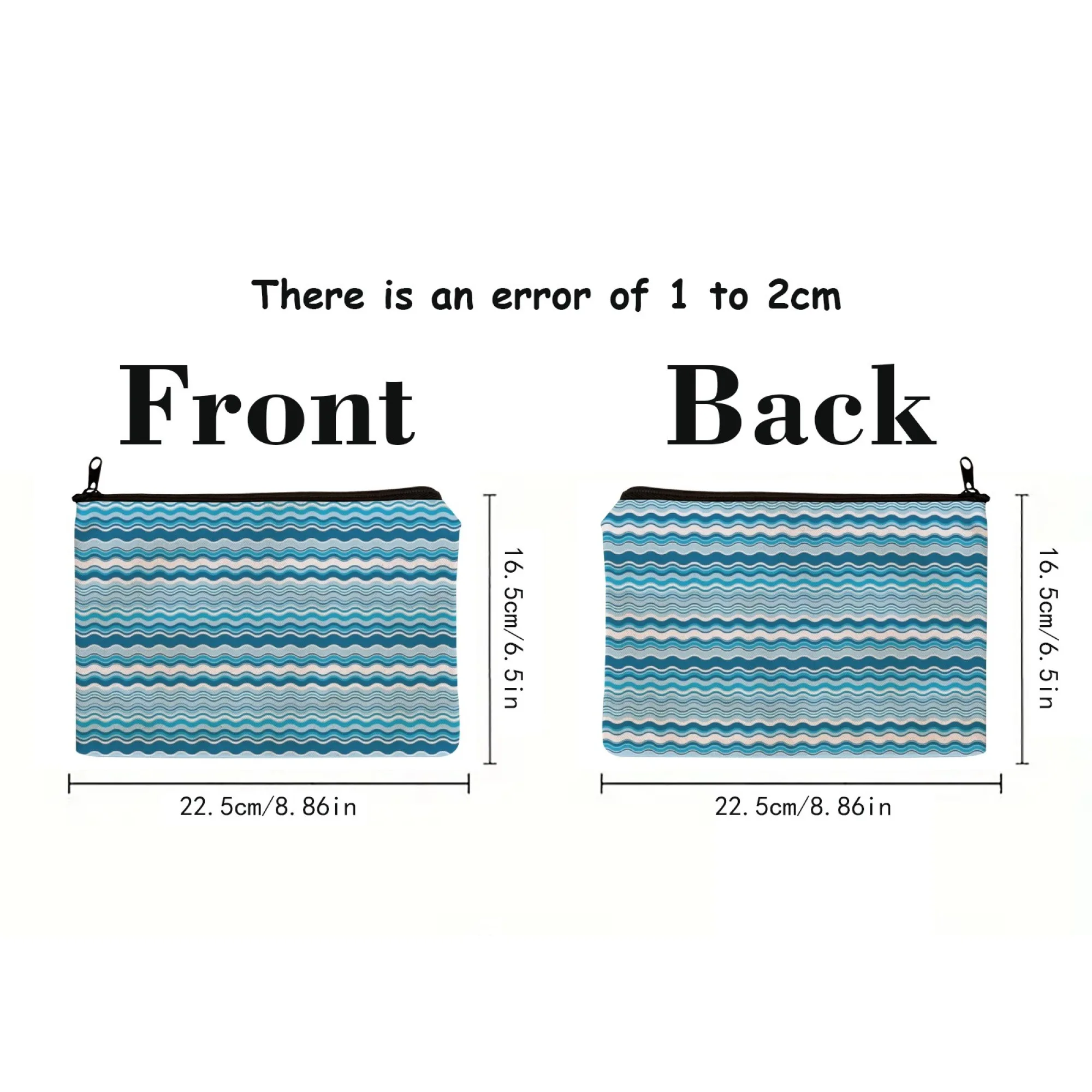 Borsa per cosmetici alla moda con stampa di onde blu Ombre da turchese a onde blu marine Custodia leggera con cerniera per regali di viaggio e trucco