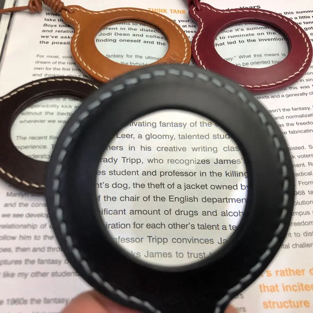 

Portable Magnifier with Protective Case Simple Leather Strap Magnifier with Leather Case Vintage Handmade Reading Magnifier