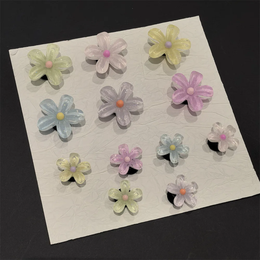 Shoe Charms Ballet Style Transparent Rhinestone Flower Shiny Multicolor for Clog Slippers DIY Decoration Buckle Lightweight