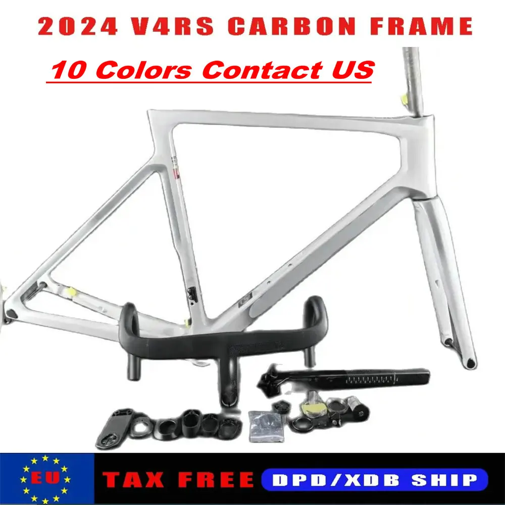 

2024 T1000 V4Rs Carbon Framekit Road Frame Disc Brake Bicycle Bike Frameset With Handlebar 10 Colors DPD For EU