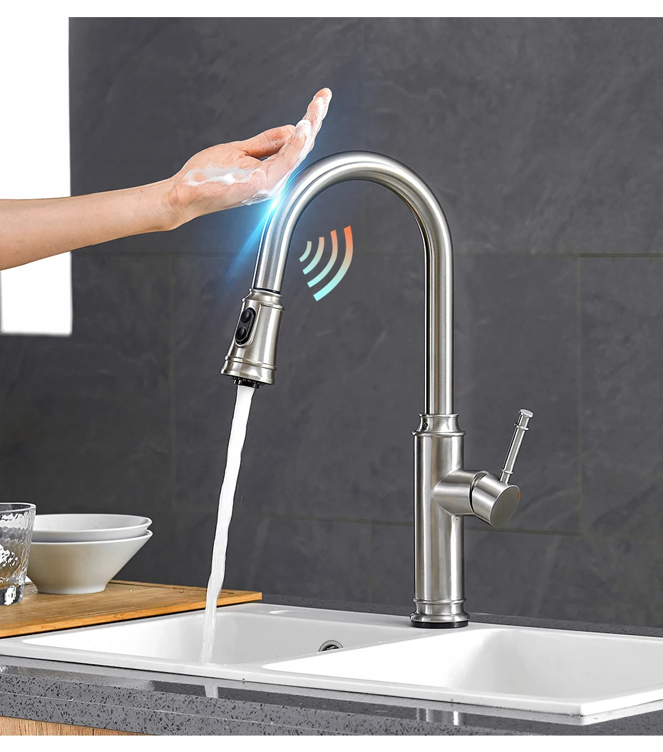 Smart Touch Keuken Kranen Kraan Voor Sensor Keuken Water Tap Sink Mixer Draaien Touch Kraan Sensor Water Mixer KH-1006