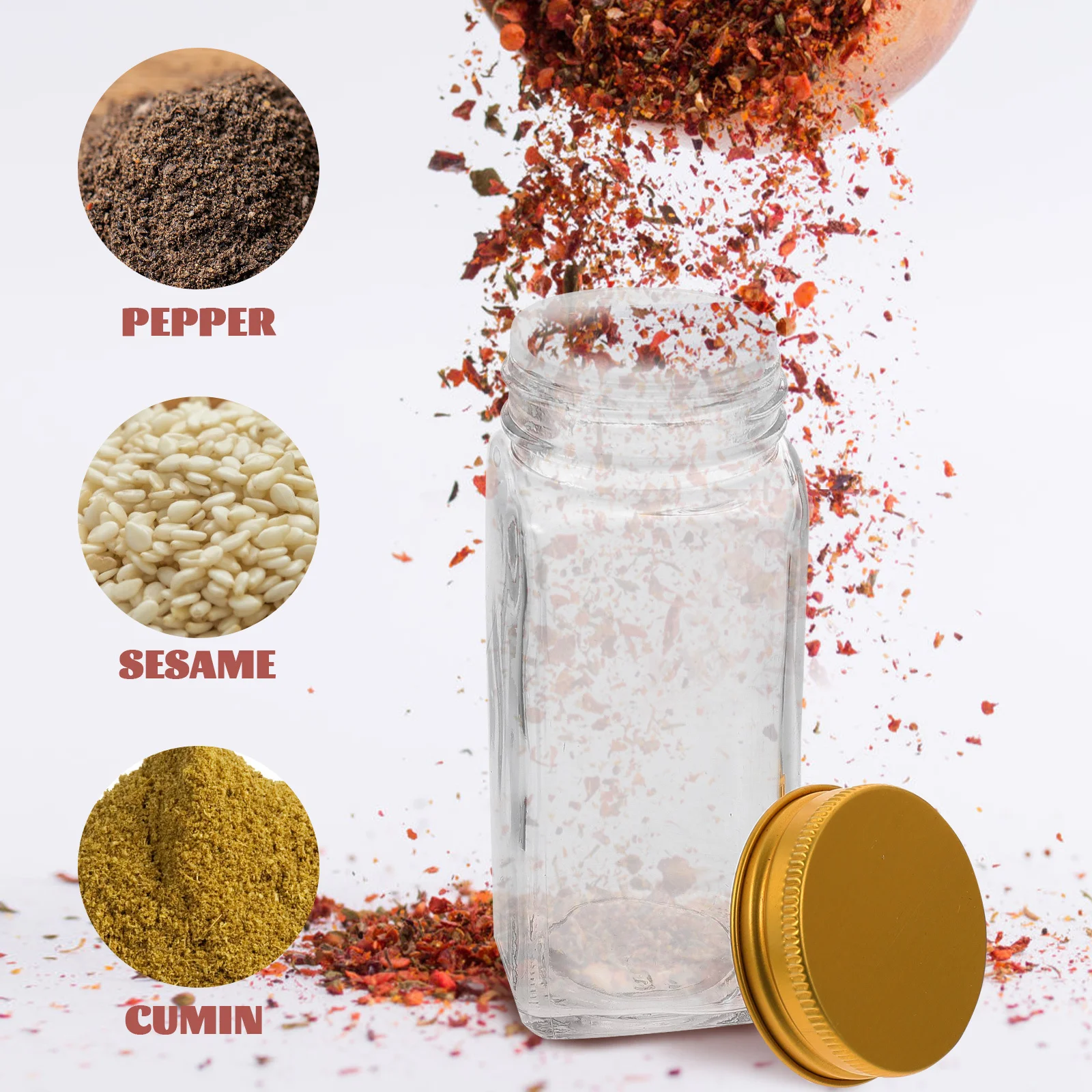 

12Pcs Salt Pepper Bottle Set Transparent Containers Multi-Function Seasoning Storage for Kitchen Camping