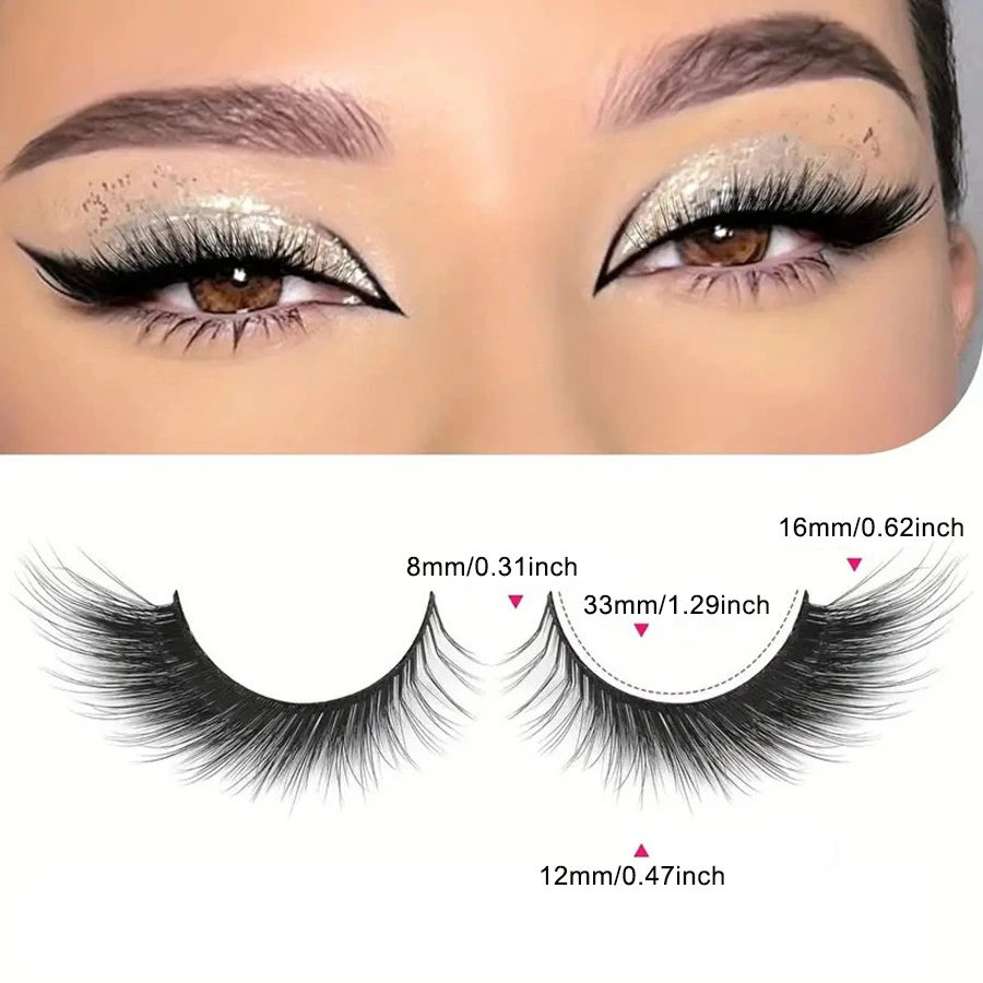 5 par naturalnych sztucznych rzęs Mango Eyes, rzęsy Mango Eyes 3D, puszyste, efekt całkowicie naturalnego wzroku, przedłużanie rzęs na końcach, 0,63 cala.