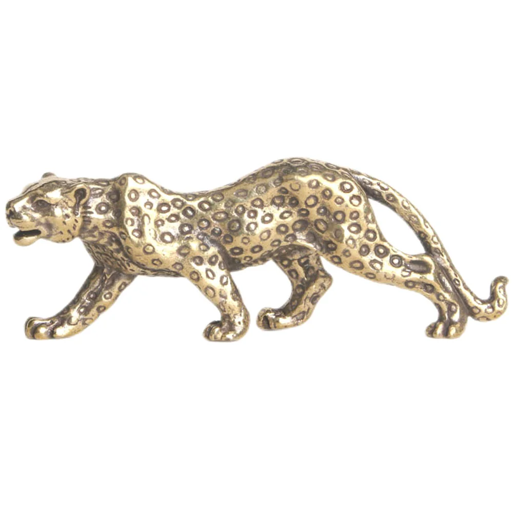 

Brass Leopard Ornament Accessories Animals Toy Vintage Figurine Craft Statue Model