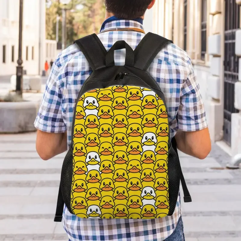 Mochila de viaje clásica de pato de goma de dibujos animados para hombres y mujeres, bolsa de libros para computadora escolar, bolsas de día para estudiantes universitarios